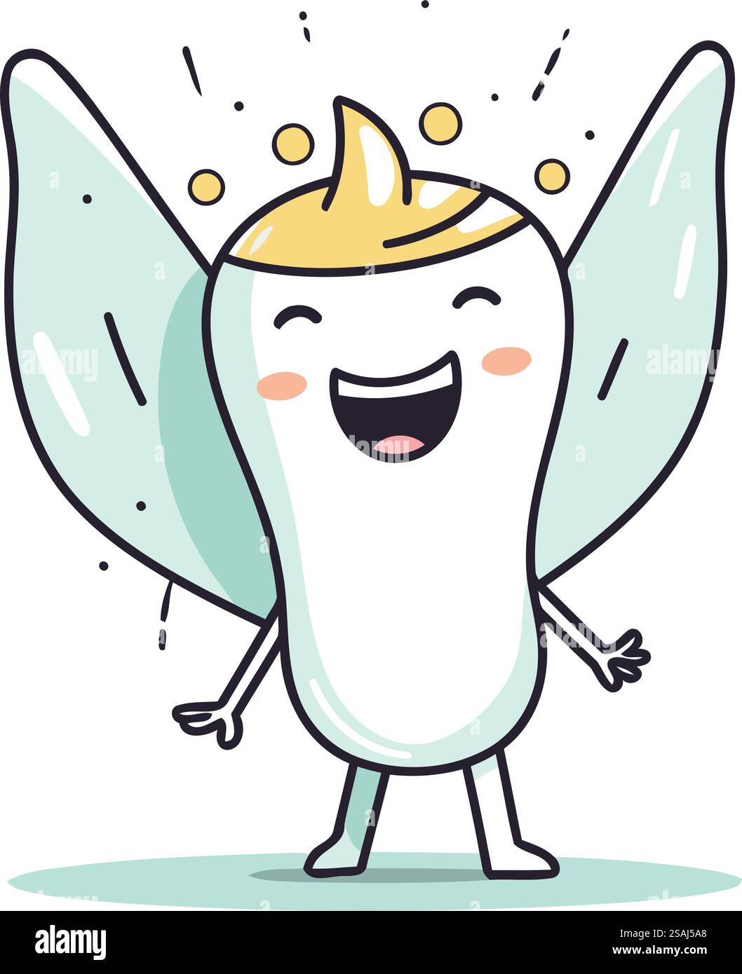 Angel Wings personaggio carino. Illustrazione vettoriale in stile cartone animato piatto. Illustrazione Vettoriale