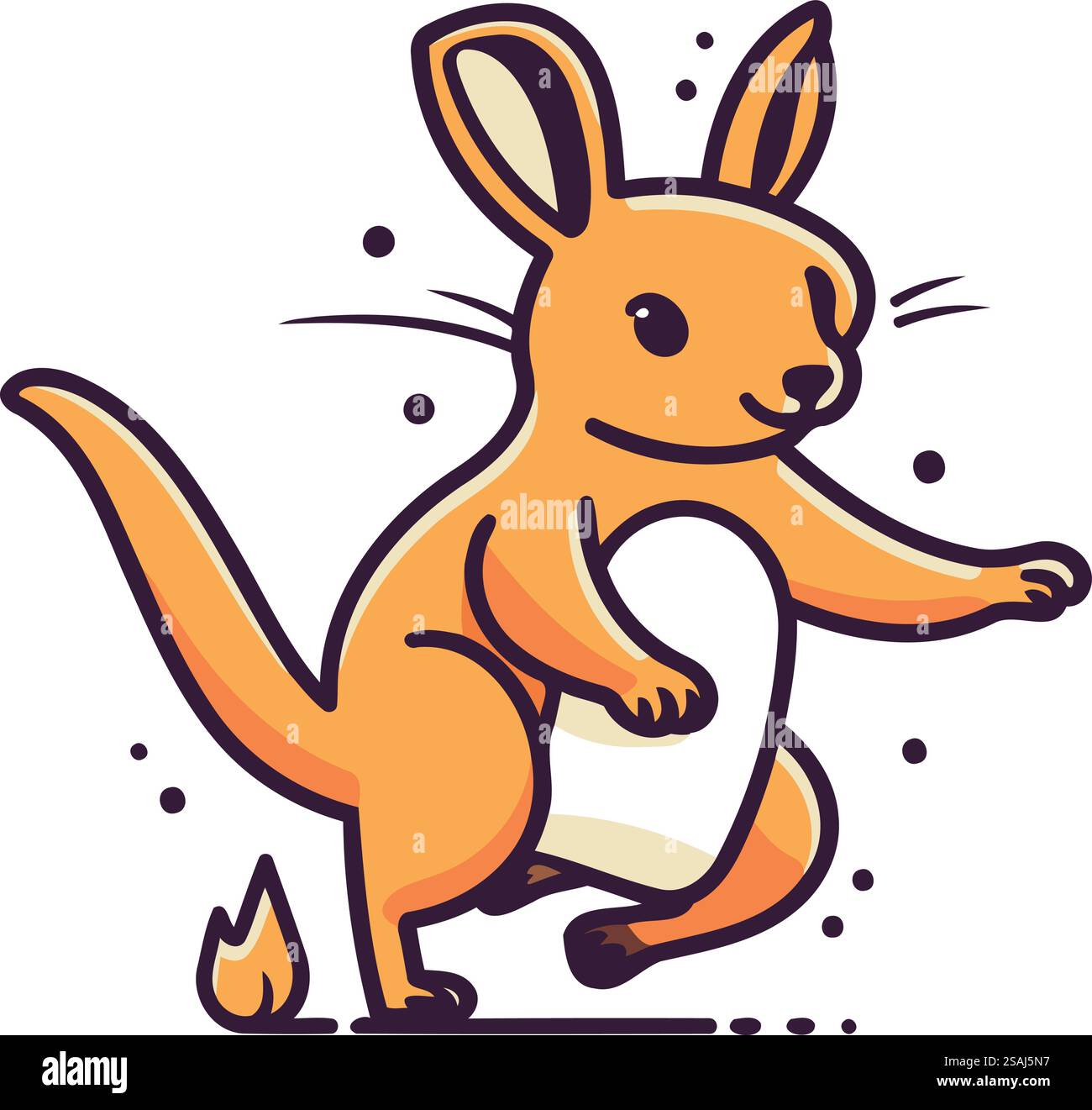 Personaggio dei cartoni animati Kangaroo con cuore e fuoco. Illustrazione vettoriale. Illustrazione Vettoriale
