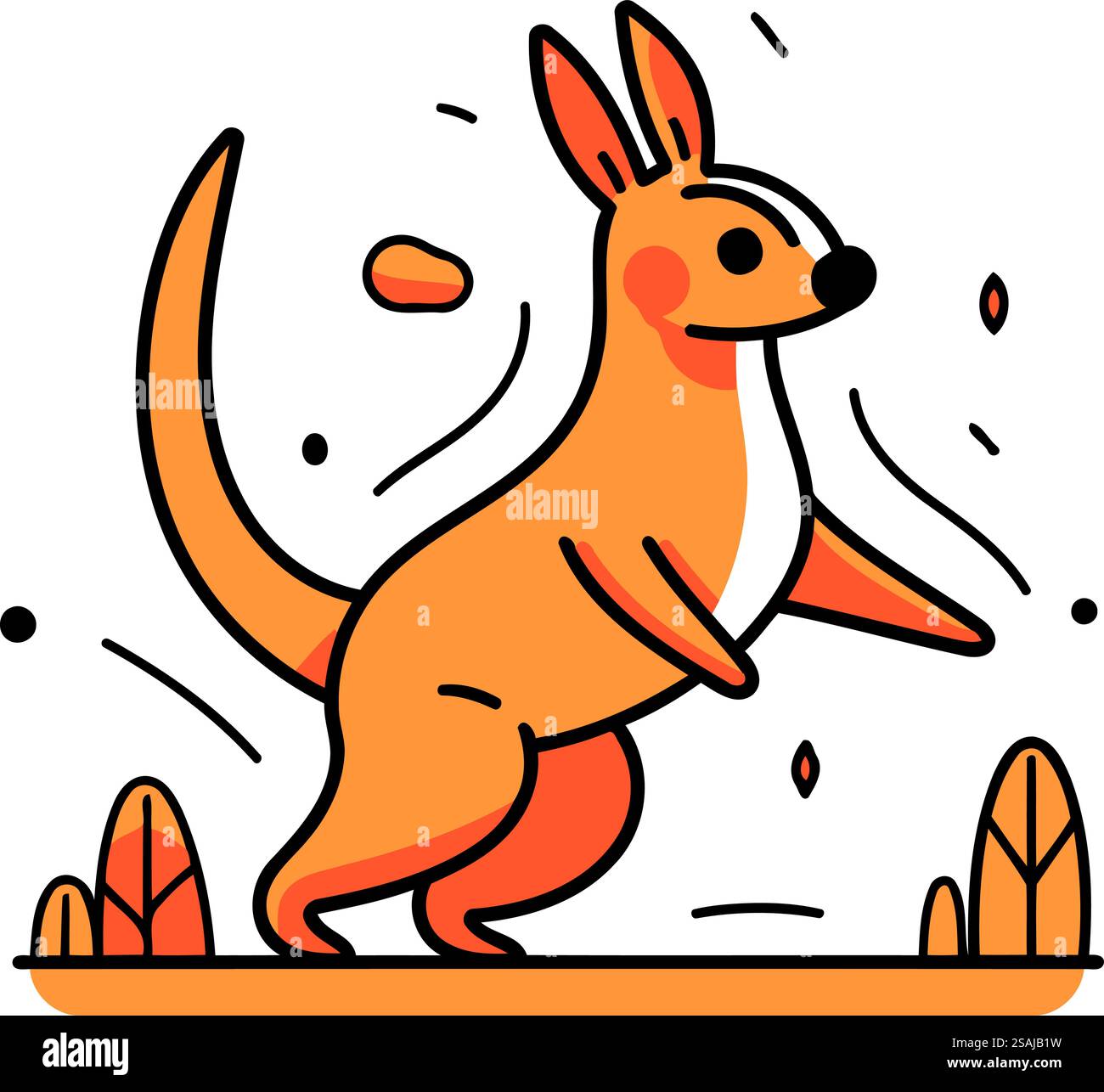 Canguro nel parco. Illustrazione vettoriale in stile piatto. Illustrazione Vettoriale