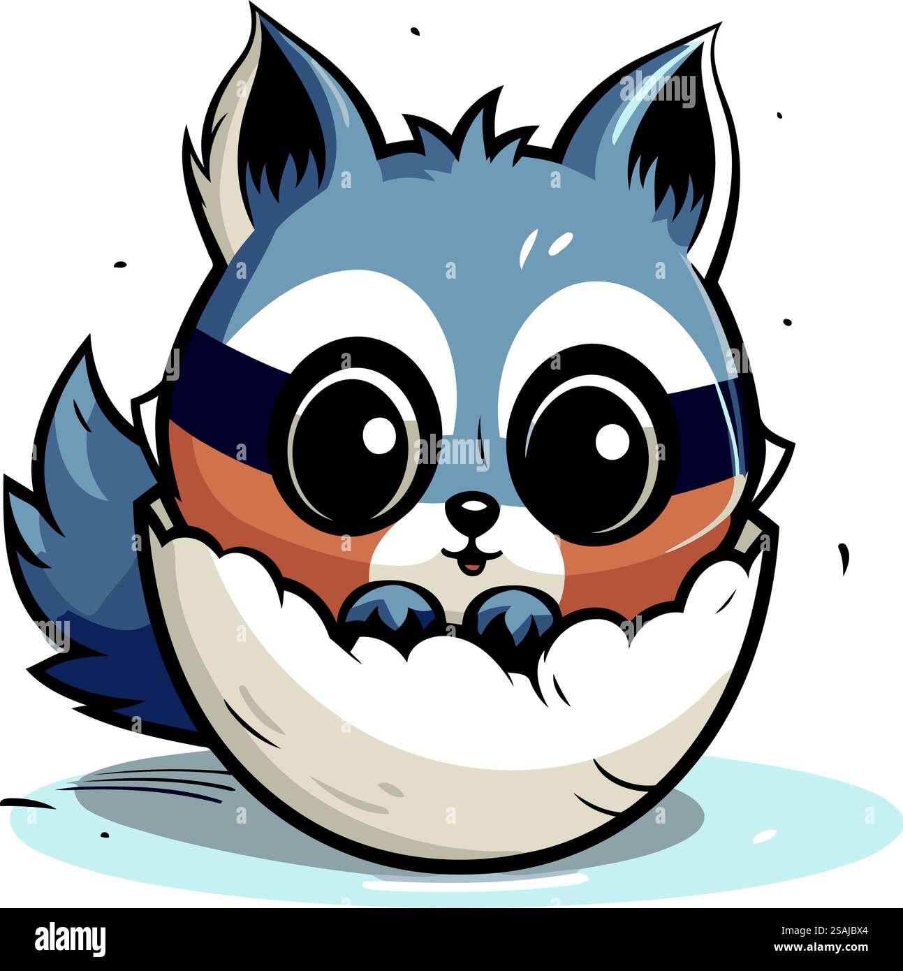 Divertente faccia lupo dei cartoni animati. Illustrazione vettoriale isolata su sfondo bianco. Illustrazione Vettoriale