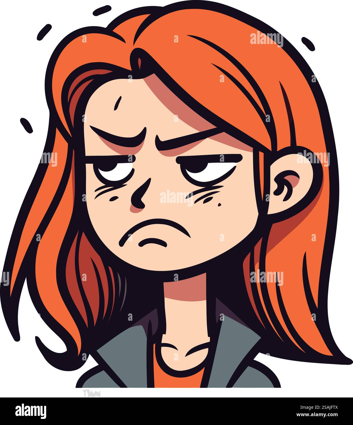 Illustrazione vettoriale di fumetti di donna rossa arrabbiata isolata su sfondo bianco. Illustrazione Vettoriale
