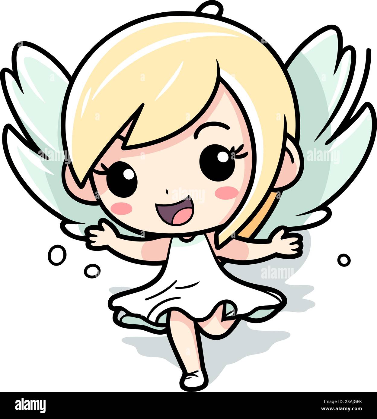 Piccolo angelo carino con le ali. Illustrazione vettoriale. Stile cartoni animati. Illustrazione Vettoriale