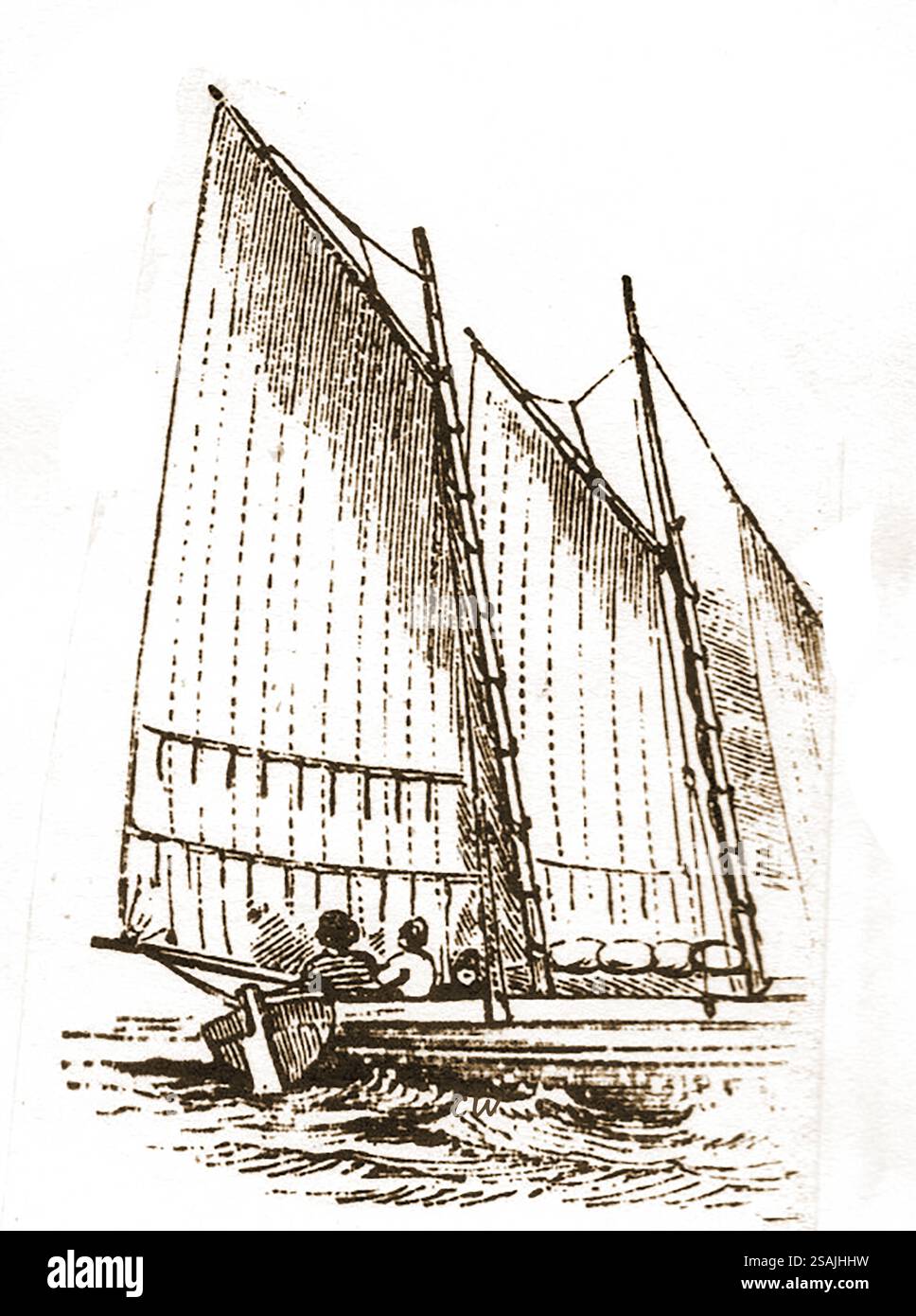 Un'illustrazione del XIX secolo che mostra un Wherry con la sua prepugnatura. Erano tradizionalmente utilizzati per trasportare merci o passeggeri su fiumi e canali in Inghilterra Foto Stock