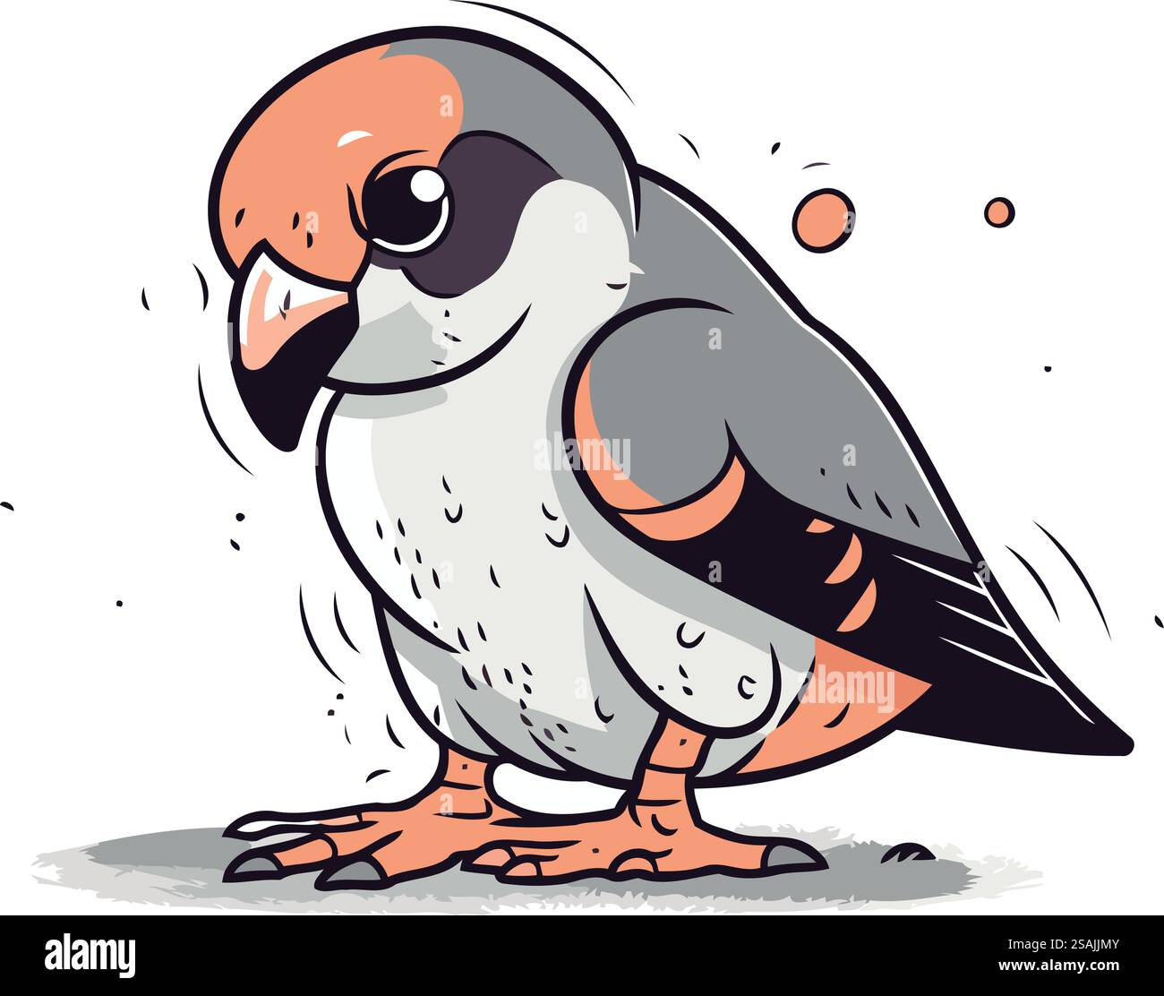 Illustrazione del vettore Bullfinch. Bullfinch dei cartoni animati disegnati a mano. Illustrazione Vettoriale