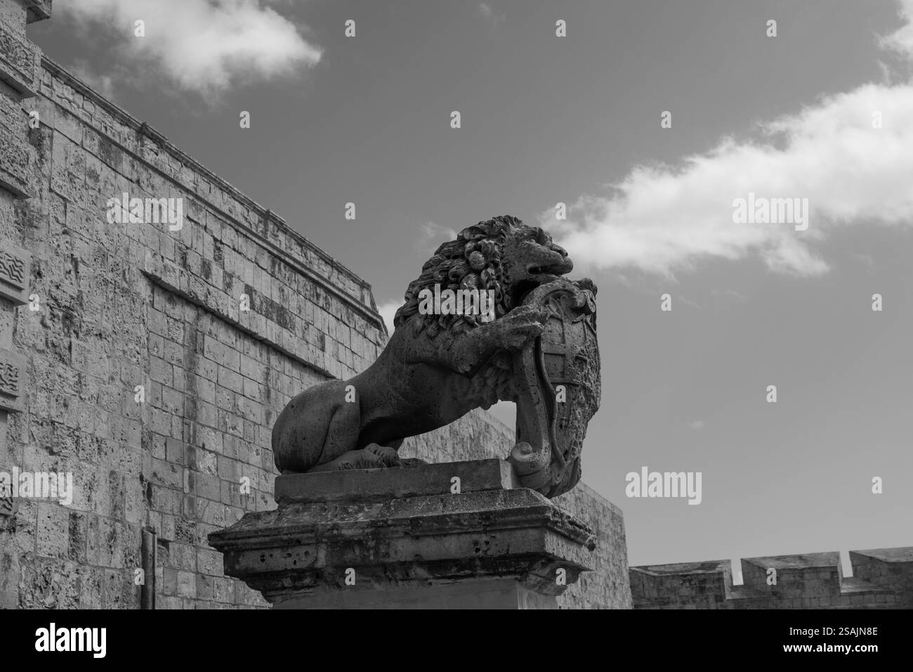 Statua del Leone a Mdina, Malta Foto Stock