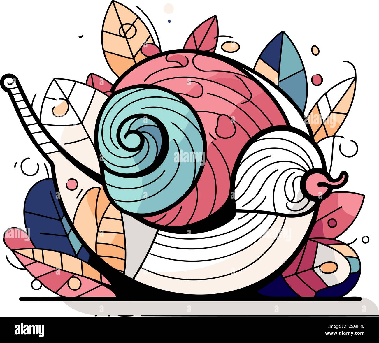 Chiocciola carina a forma di spirale. Illustrazione vettoriale. Illustrazione Vettoriale