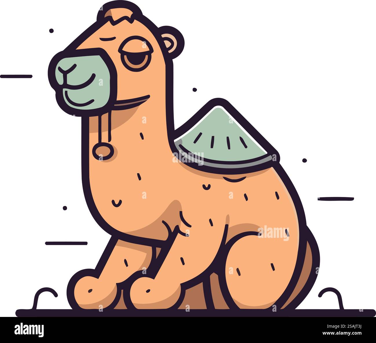 Carino cammello. Personaggio dei cartoni animati. Illustrazione vettoriale. design piatto. Illustrazione Vettoriale