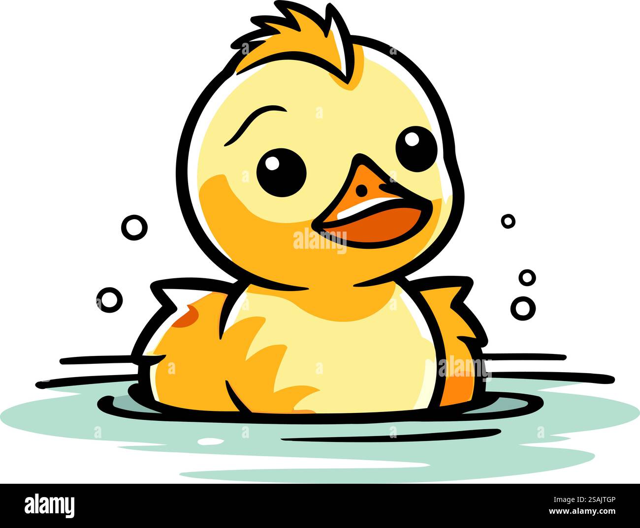 Dolce anatra che nuota in acqua. Illustrazione vettoriale. Stile cartoni animati. Illustrazione Vettoriale