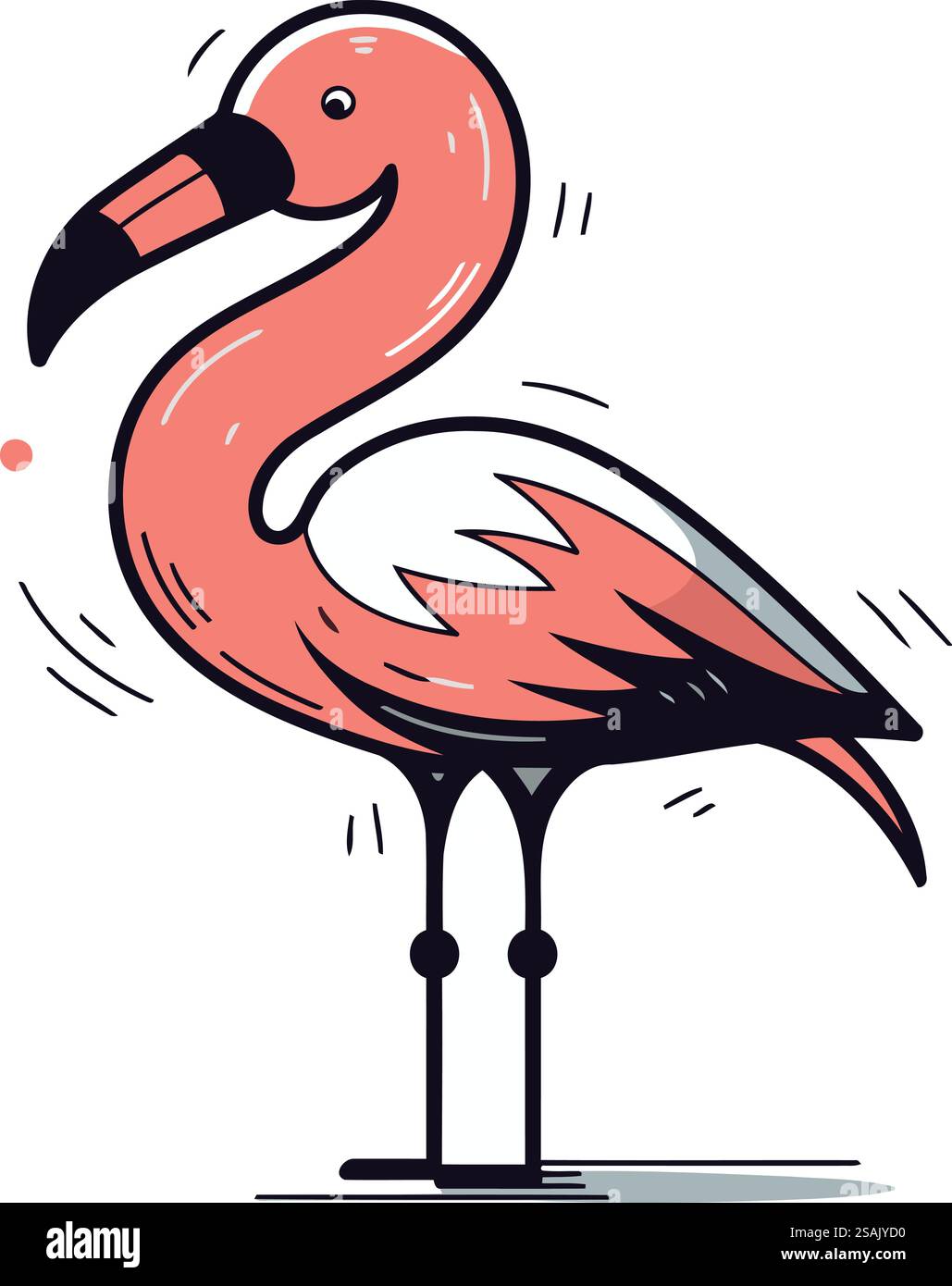 Flamingo. Illustrazione vettoriale disegnata a mano di un fenicottero. Illustrazione Vettoriale