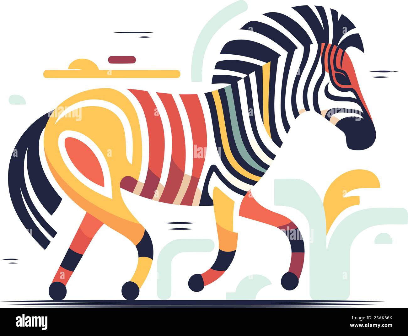 Illustrazione vettoriale Zebra. Design piatto per il Web e la stampa. Illustrazione Vettoriale