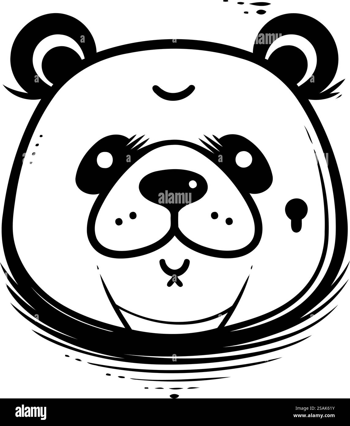 Grazioso volto di orso panda su sfondo bianco. Illustrazione vettoriale Illustrazione Vettoriale