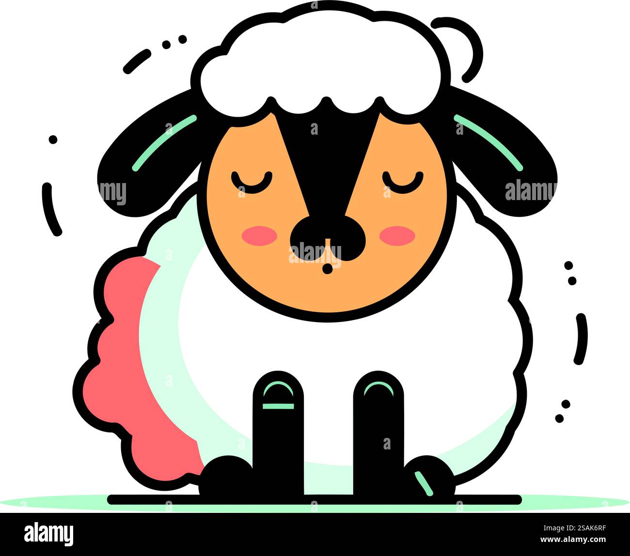 Pecore. Carino animale da cartoni animati. Illustrazione vettoriale in stile piatto Illustrazione Vettoriale