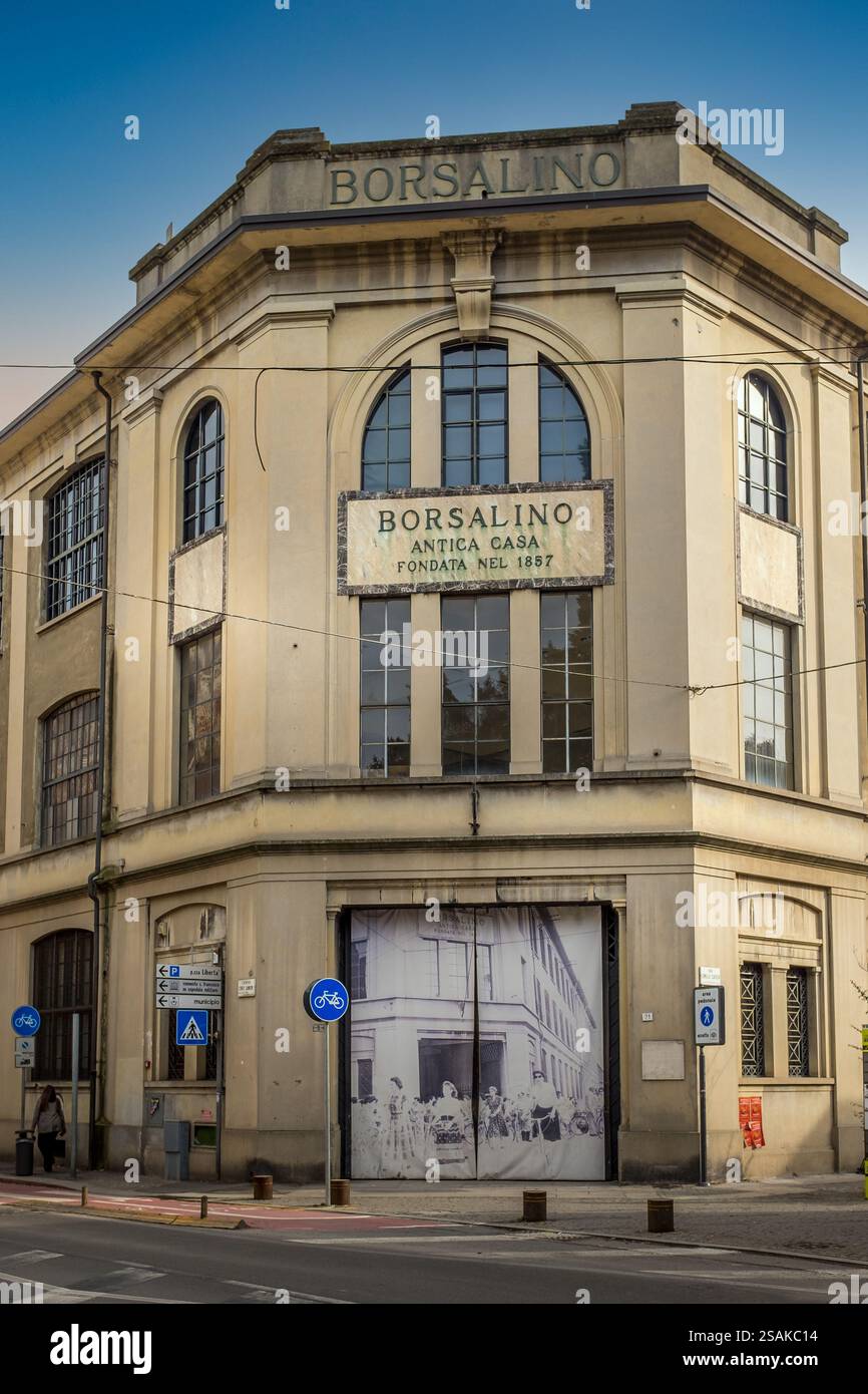 Storica fabbrica di cappelli Borsalino ad Alessandria, Italia Foto Stock