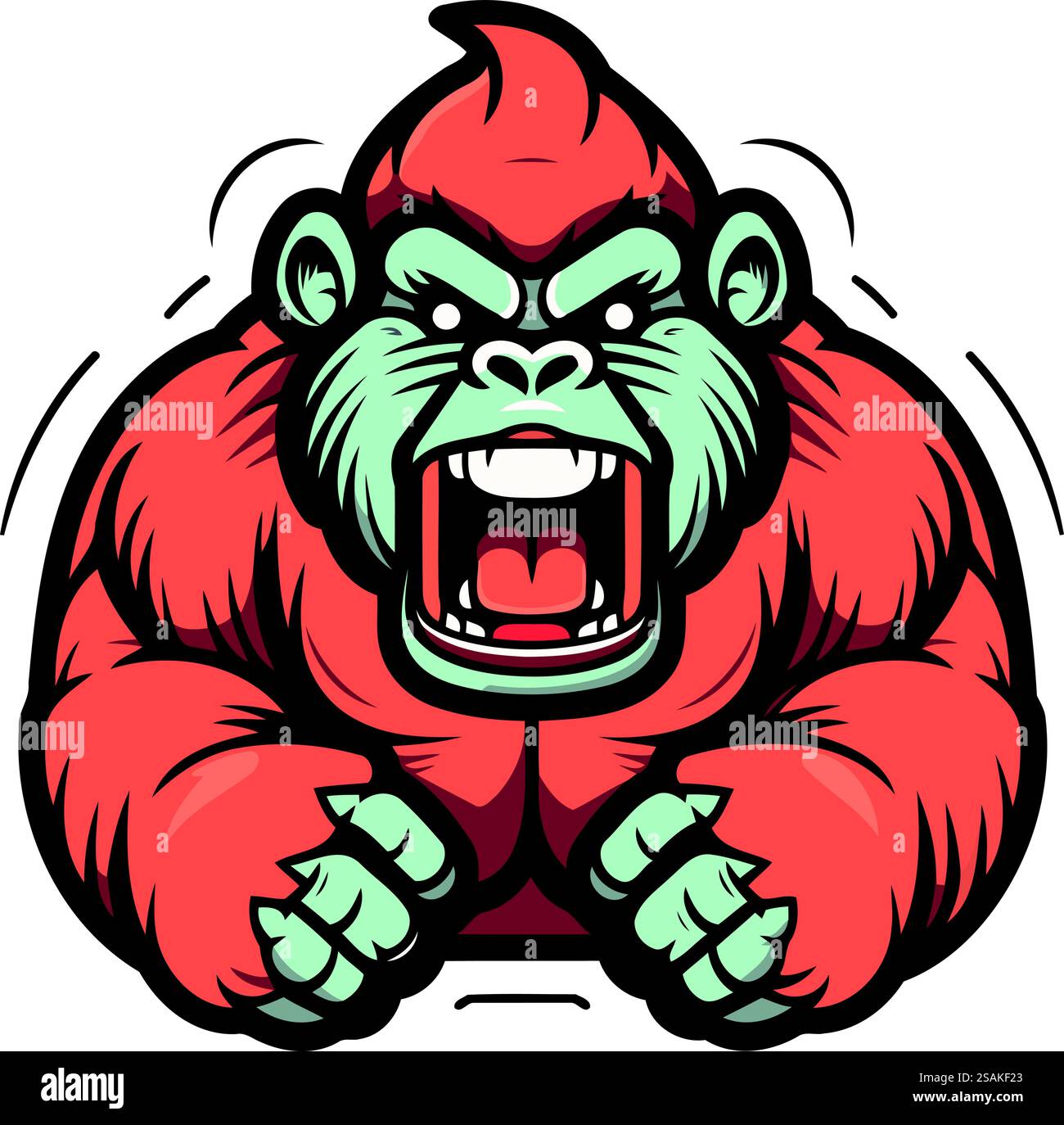 Gorilla Angry mascotte. Illustrazione vettoriale per il logo della squadra sportiva. stampa t-shirt. poster e altri usi. Illustrazione Vettoriale