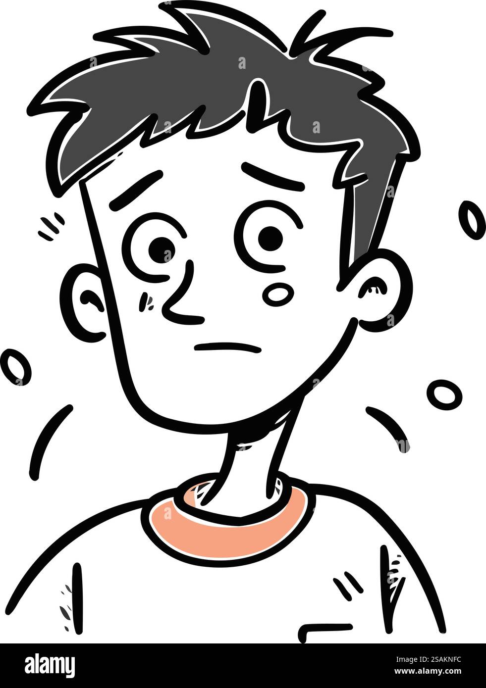 Illustrazione a cartoni animati di un ragazzo con una triste espressione sul volto. Illustrazione Vettoriale