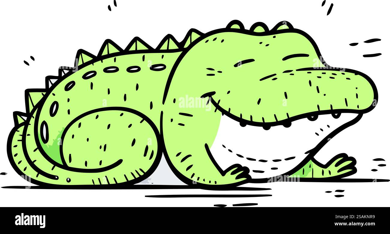 Icona coccodrillo. Illustrazione vettoriale disegnata a mano. Illustrazione Vettoriale
