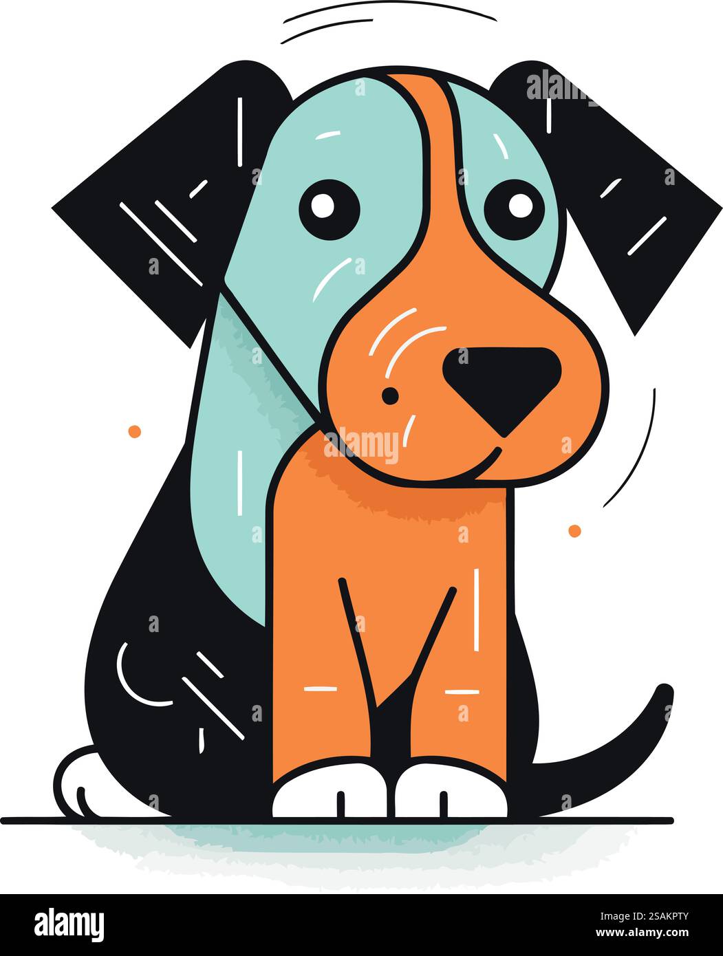 Simpatico cane da cartoni animati in stile piatto. Illustrazione vettoriale per il progetto. Illustrazione Vettoriale