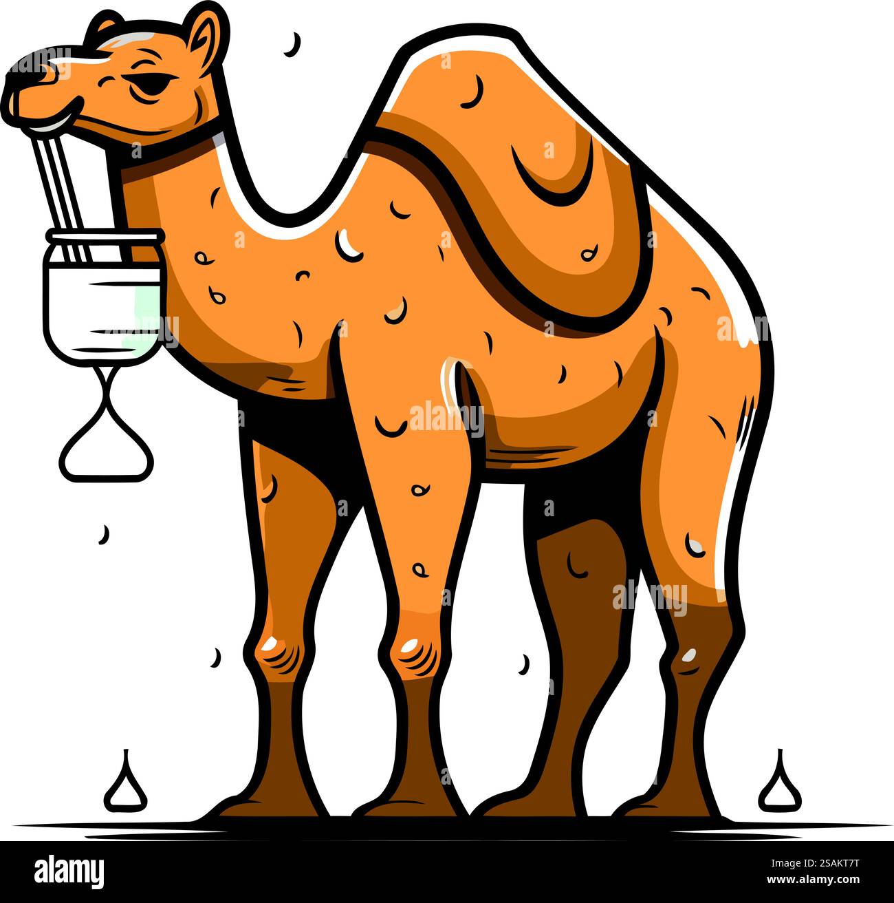 Cammello con scala e provetta. Illustrazione vettoriale. Illustrazione Vettoriale