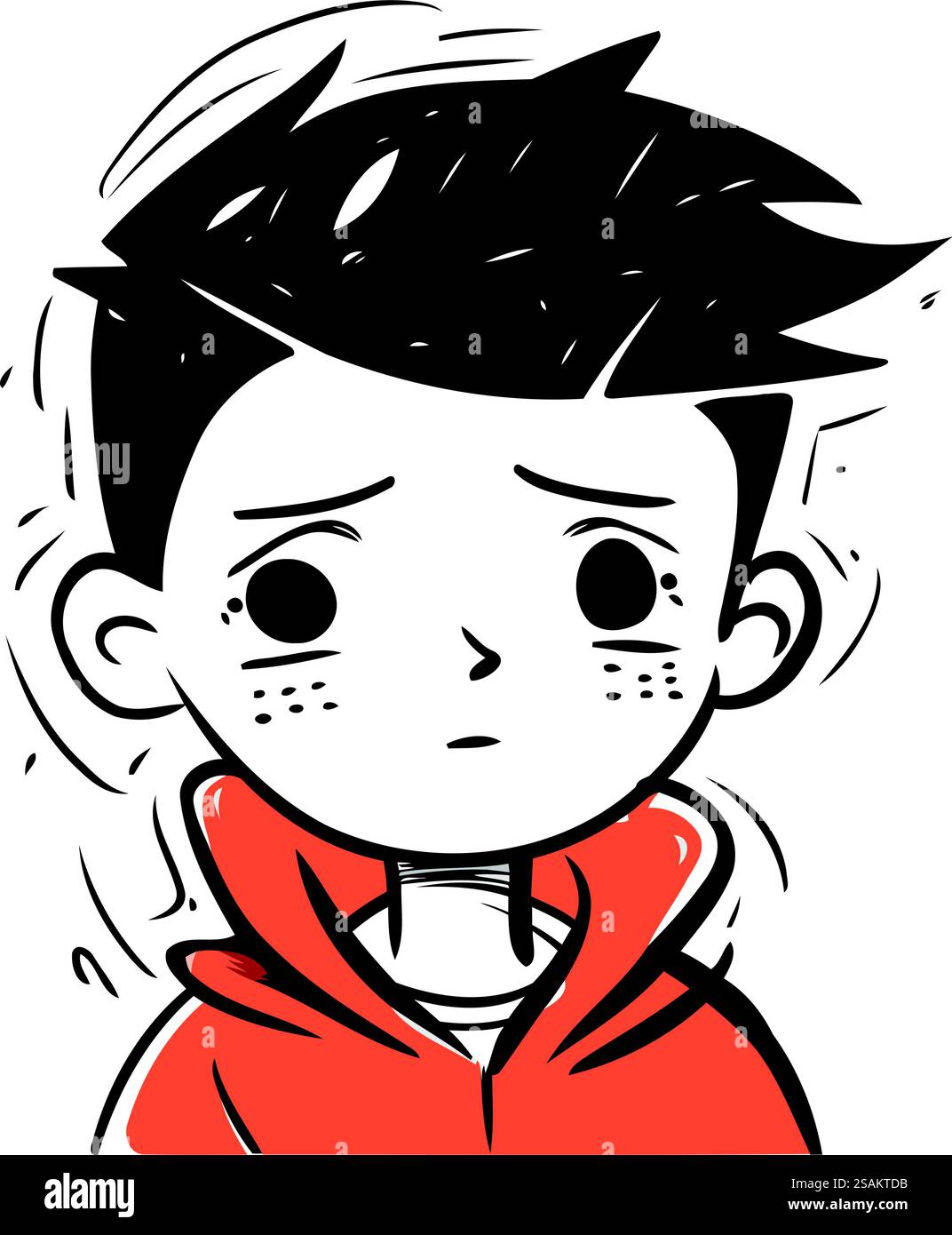 Illustrazione di un ragazzo con una triste espressione in faccia. Illustrazione Vettoriale