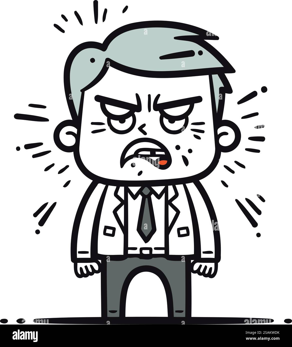 Uomo d'affari arrabbiato con lacrime in faccia. Illustrazione vettoriale. Illustrazione Vettoriale