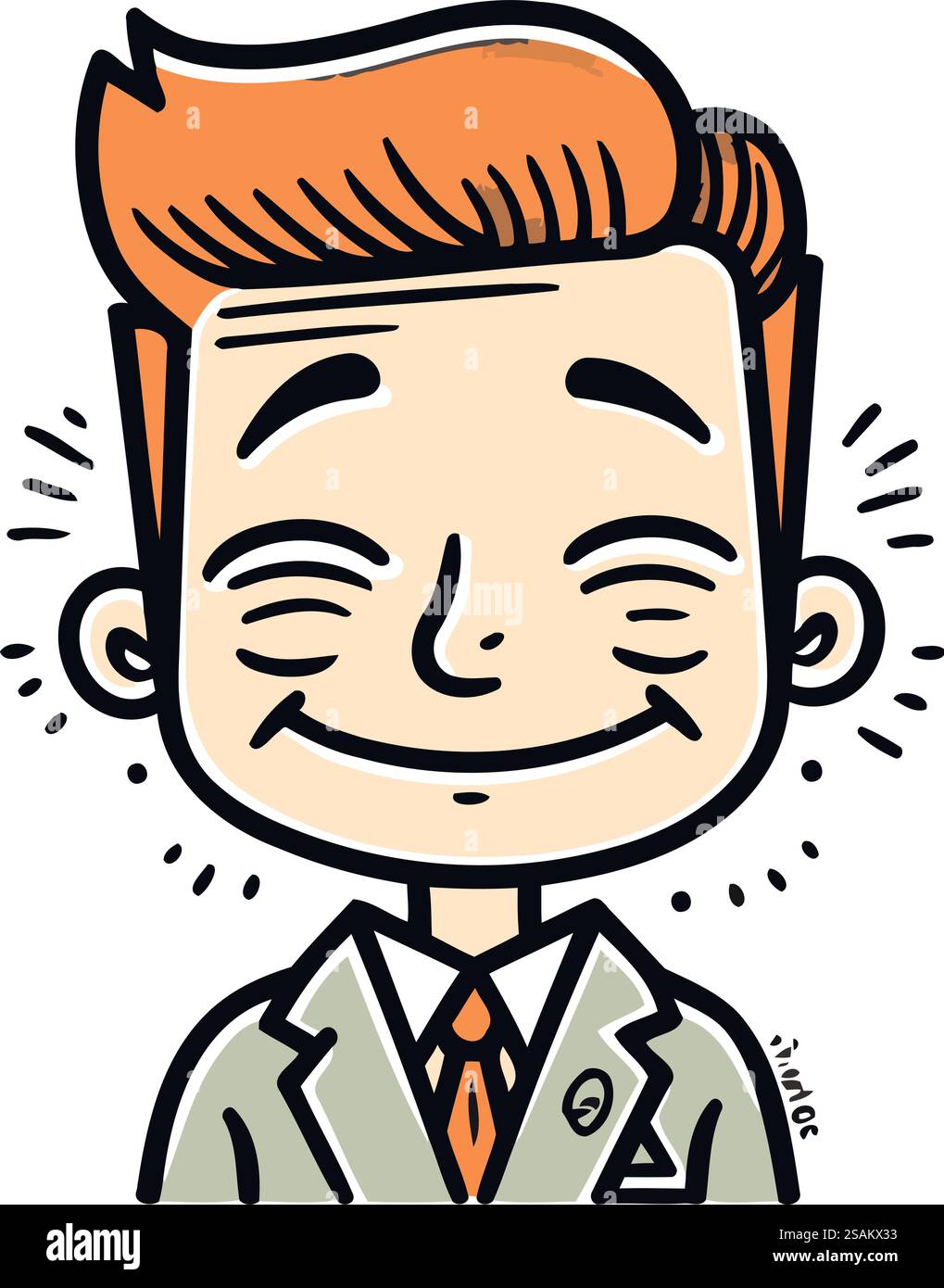 Giovane con un sorriso in faccia. Stile cartoni animati. Illustrazione vettoriale. Illustrazione Vettoriale