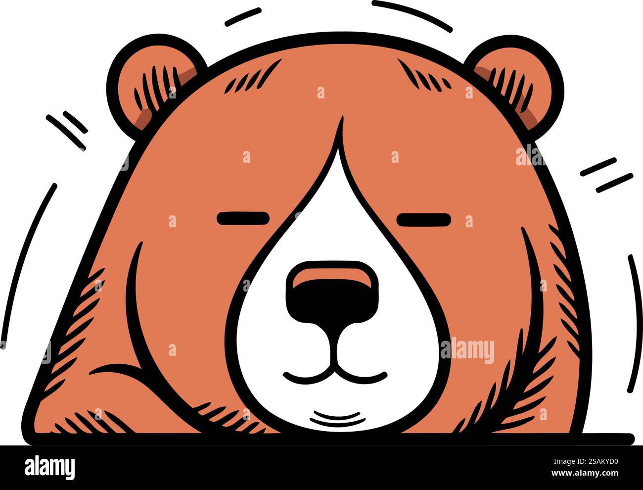 Carino faccia da orso dei cartoni animati. Illustrazione vettoriale isolata su sfondo bianco. Illustrazione Vettoriale