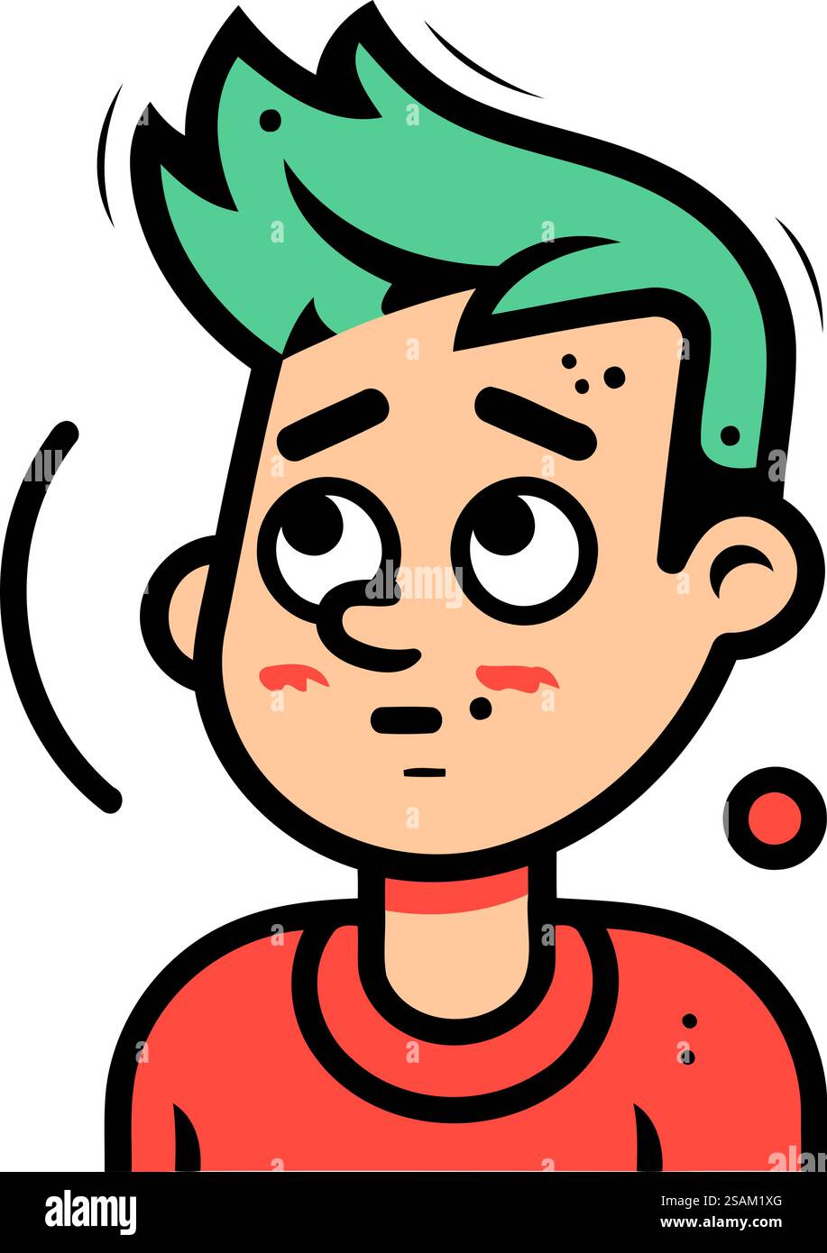 Uomo con acne in faccia. Illustrazione vettoriale in stile piatto. Illustrazione Vettoriale