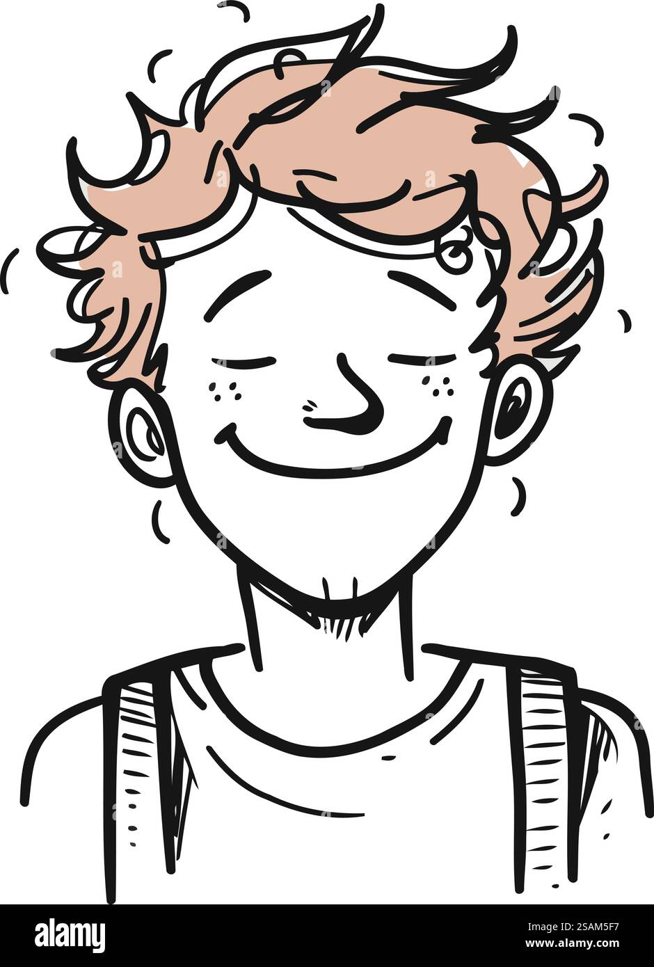 Illustrazione vettoriale di un uomo con un sorriso in faccia. Uomo sorridente. Illustrazione Vettoriale