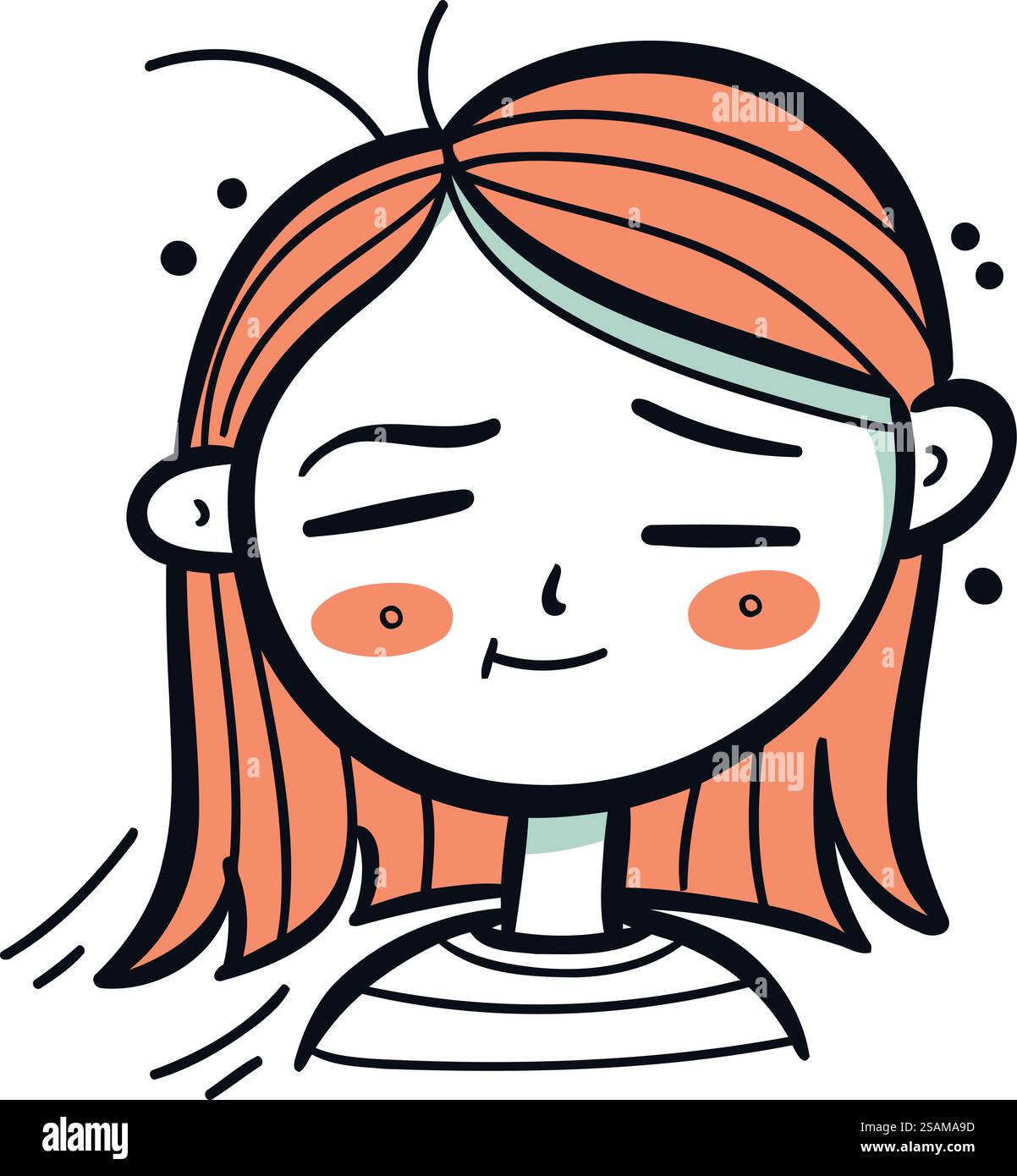 Illustrazione vettoriale di una ragazza con lentiggini e capelli rossi. Illustrazione Vettoriale