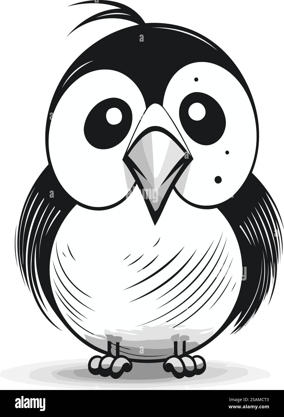 Carino pinguino dei cartoni animati. Illustrazione vettoriale isolata su sfondo bianco. Illustrazione Vettoriale