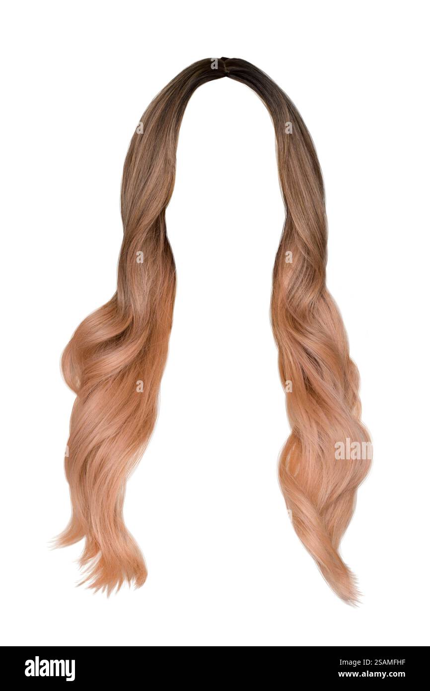 Taglio isolato parrucca ombre bionda per capelli lunghi su bianco Foto Stock