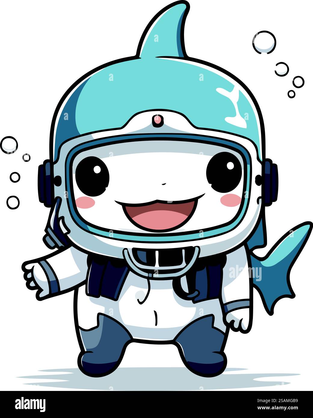 Design astronauta del personaggio dello squalo. illustrazione vettoriale eps 10. Illustrazione Vettoriale