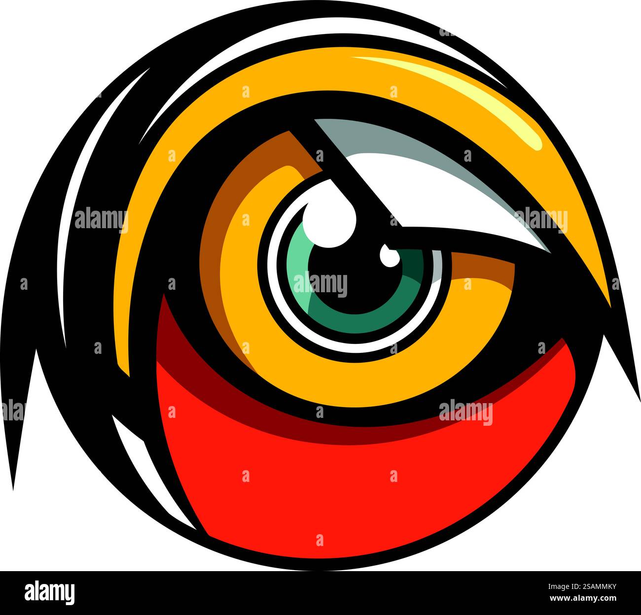 Icona occhio in stile cartone animato isolato su sfondo bianco. Illustrazione vettoriale. Illustrazione Vettoriale