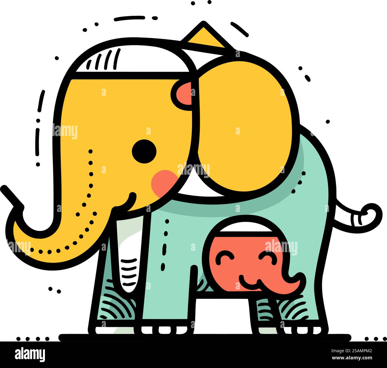 Illustrazione vettoriale di un simpatico elefante da cartoni animati che gioca a sport. Design line art per il Web. sito. pubblicità. banner. poster. tabellone e stampa. Illustrazione Vettoriale