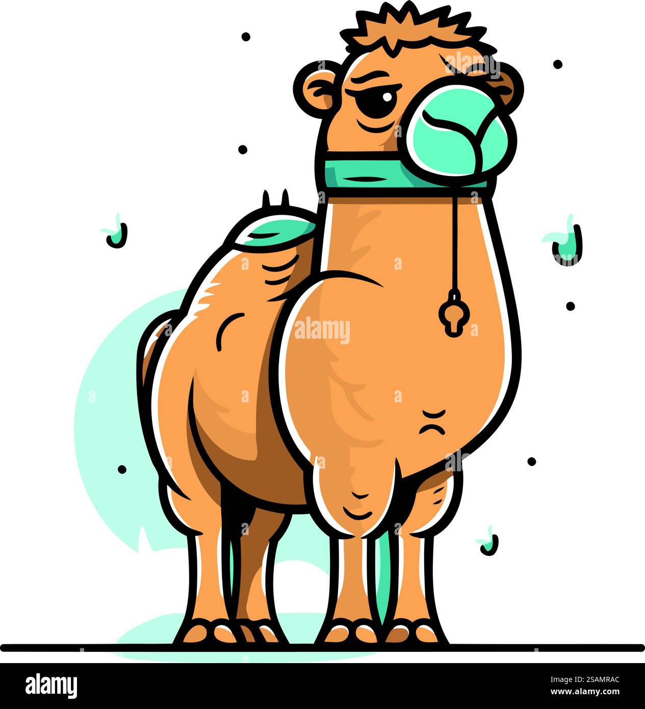 Cammello con una maschera medica sul viso. Illustrazione vettoriale. Illustrazione Vettoriale