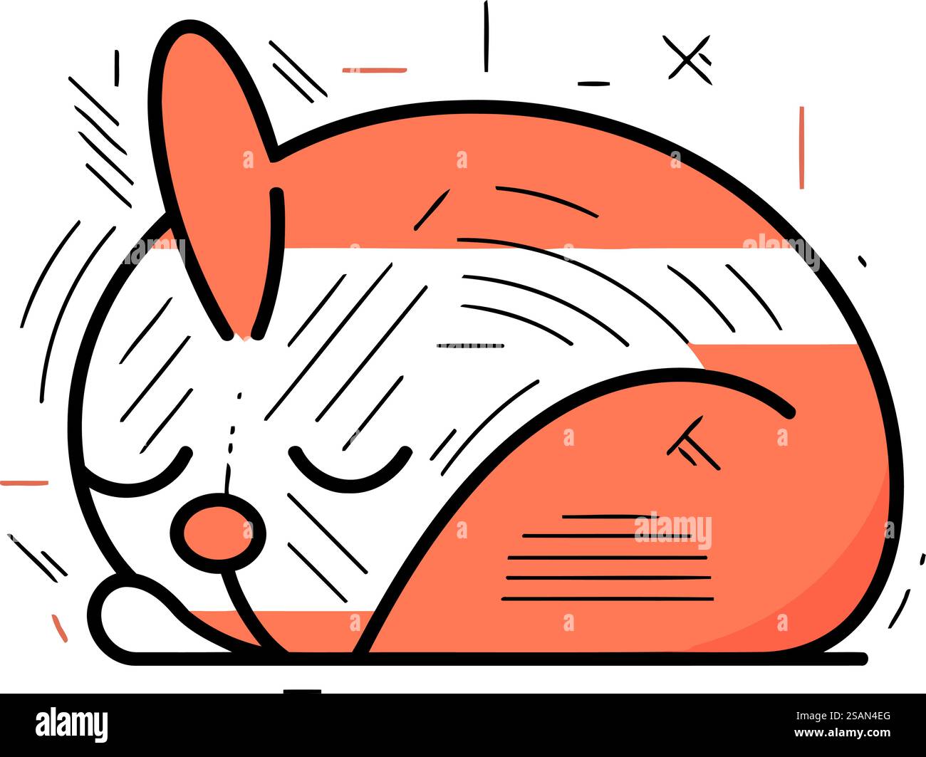 Illustrazione vettoriale lineare di una simpatica lepre in stile piatto. Carino animale. Illustrazione Vettoriale