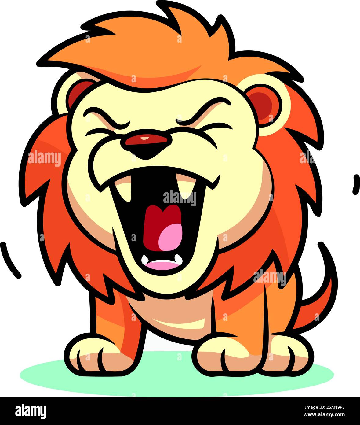 Illustrazione dei vettori di cartoni animati Lion. Isolato su sfondo bianco. Illustrazione Vettoriale