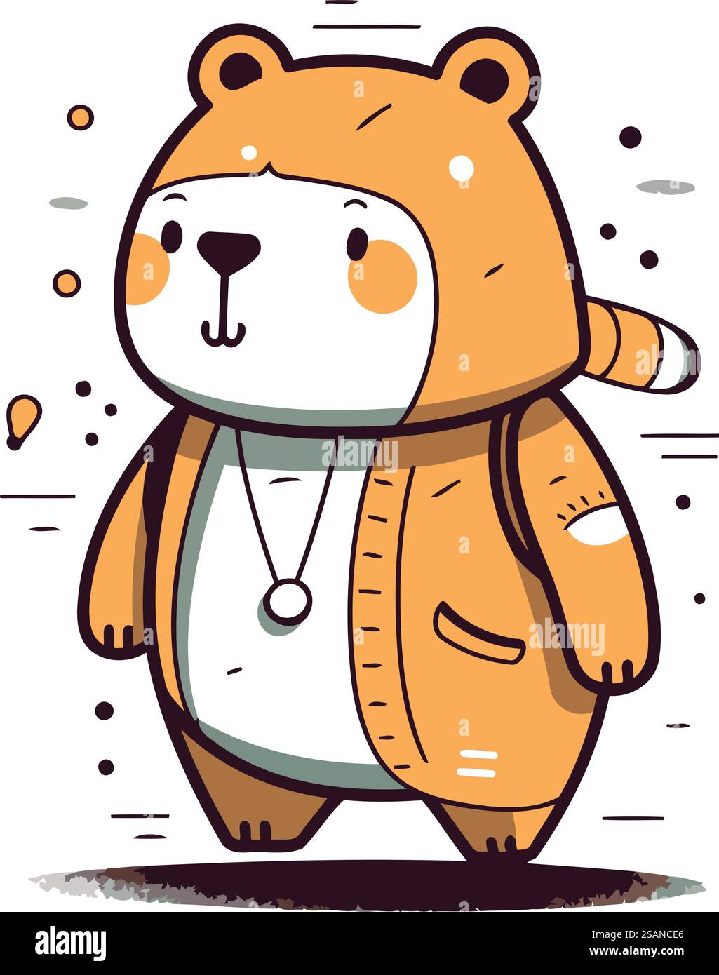 Grazioso castoro da cartoni animati con stetoscopio. Illustrazione vettoriale. Illustrazione Vettoriale