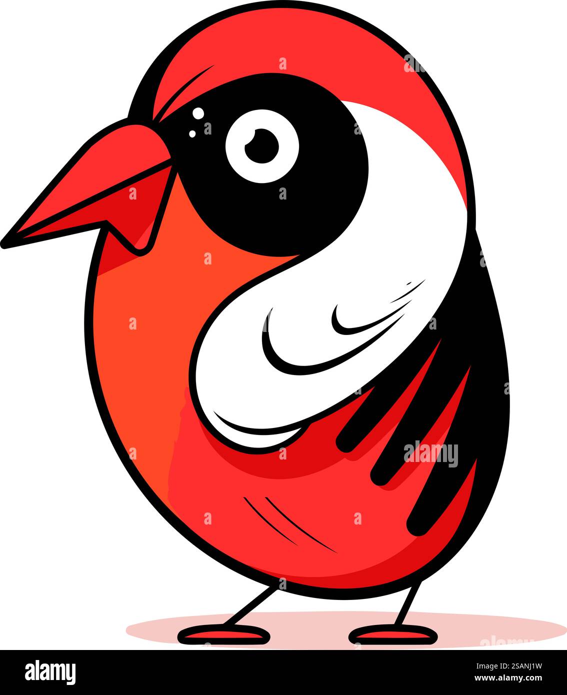 Illustrazione vettoriale di un grazioso cardinale rosso animato isolato su sfondo bianco. Illustrazione Vettoriale