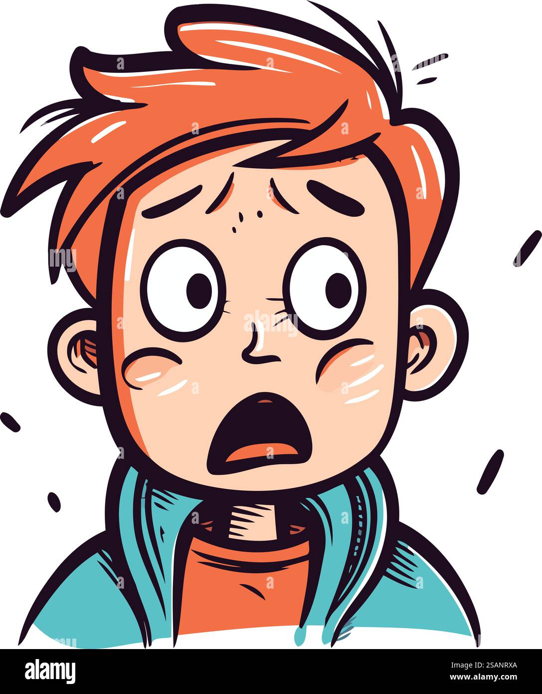 Illustrazione di un ragazzo con un'espressione sorpresa sulla faccia. Illustrazione Vettoriale