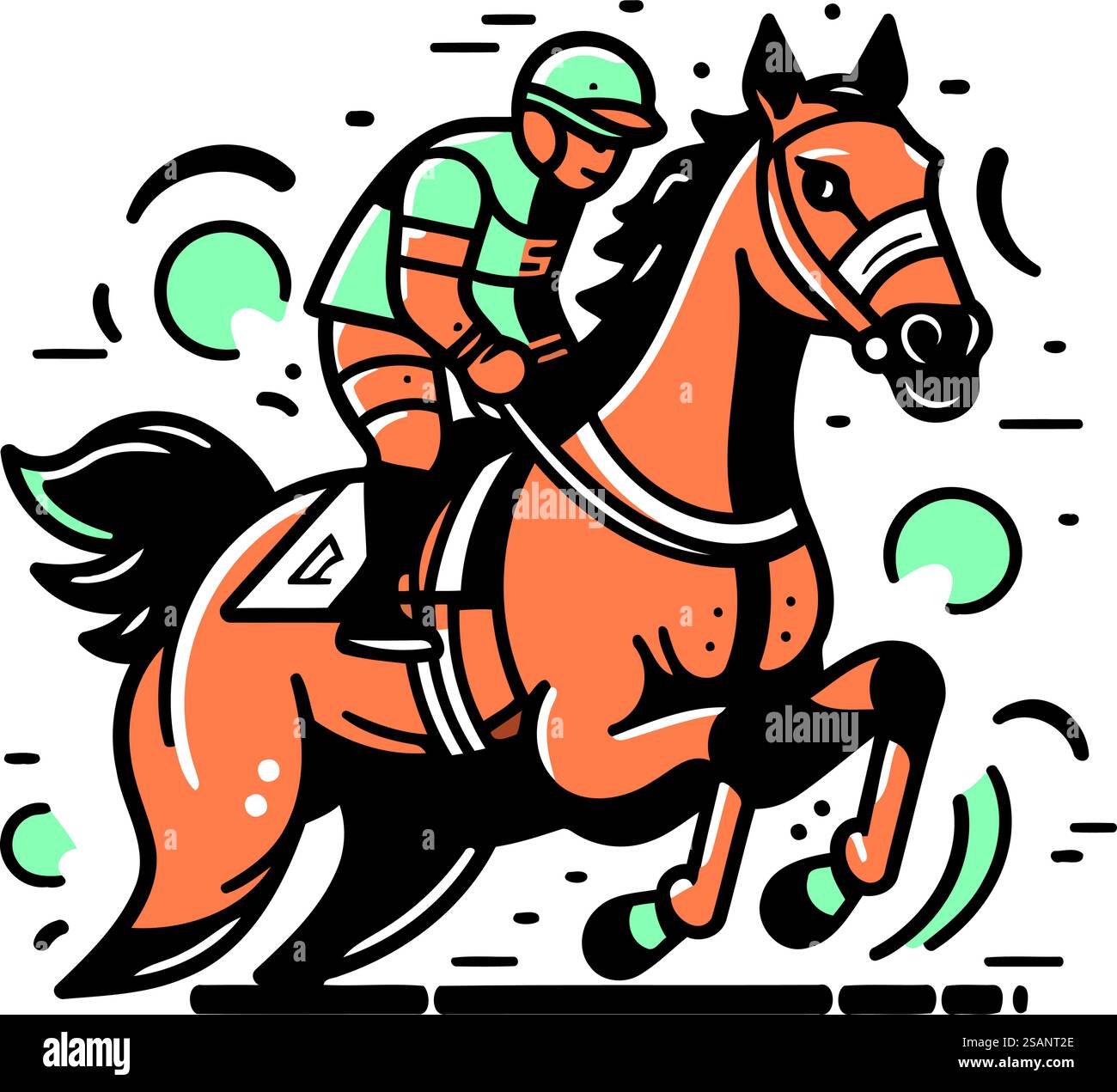Fantino di cavalli. sport equestre. illustrazione vettoriale. Illustrazione Vettoriale