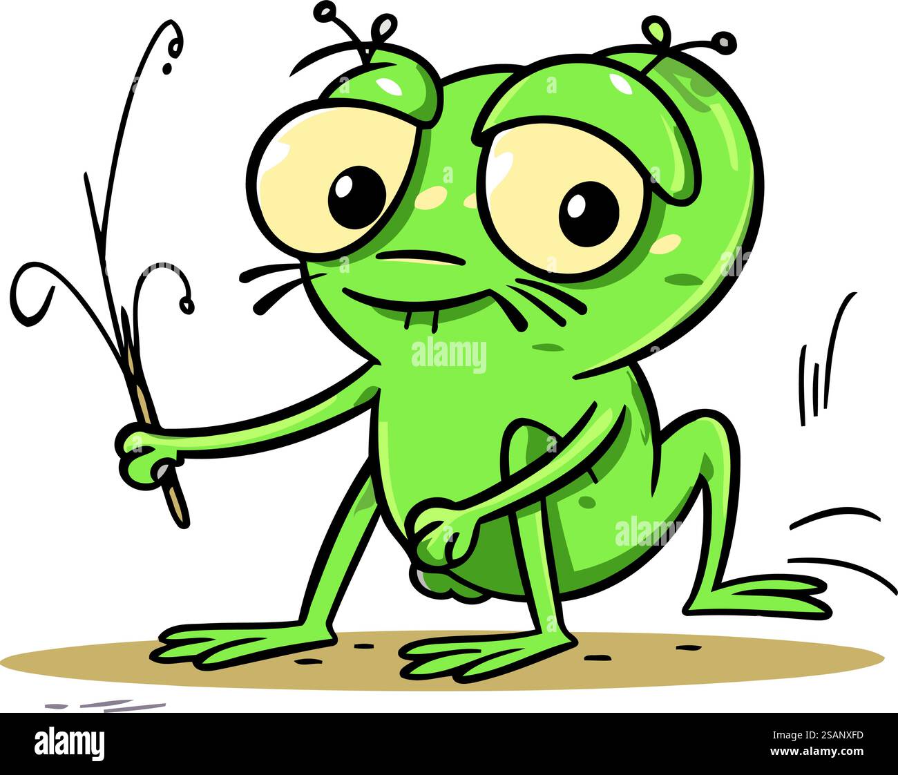 Rana con una lancia in mano. Illustrazione vettoriale dei cartoni animati. Illustrazione Vettoriale