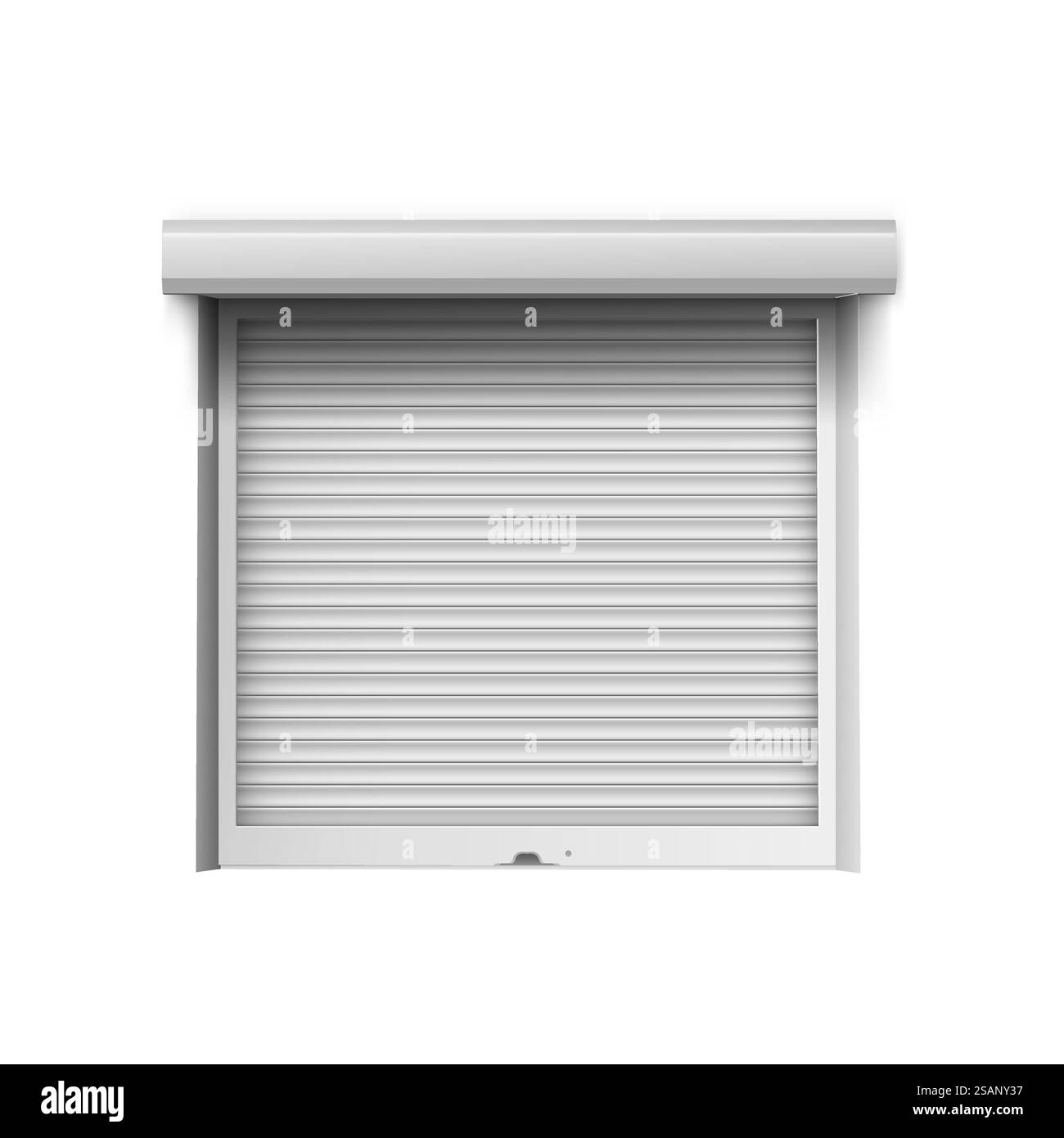 Porta chiusa del garage con otturatore a rullo realistico. Porta a rulli per magazzino. Porta chiusa del garage con otturatore a rullo realistico. Porta a rulli per magazzino. Illustrazione Vettoriale
