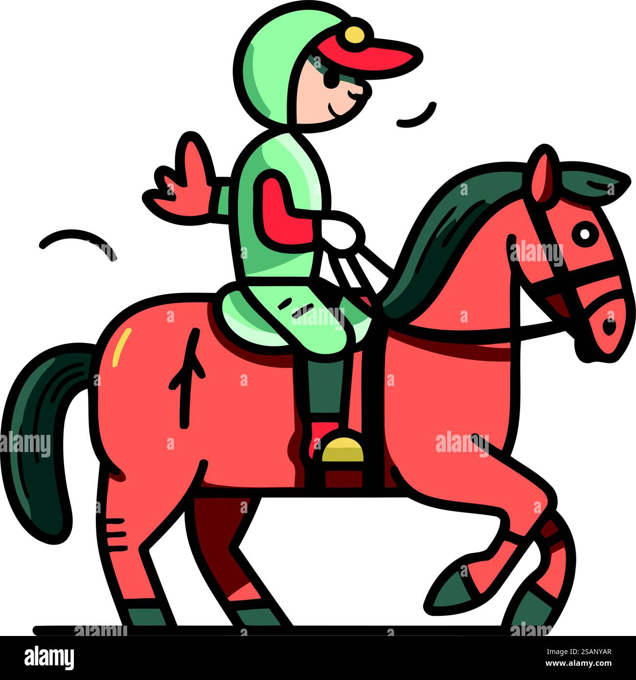 Corse ippiche. jockey a cavallo. illustrazione vettoriale. Illustrazione Vettoriale