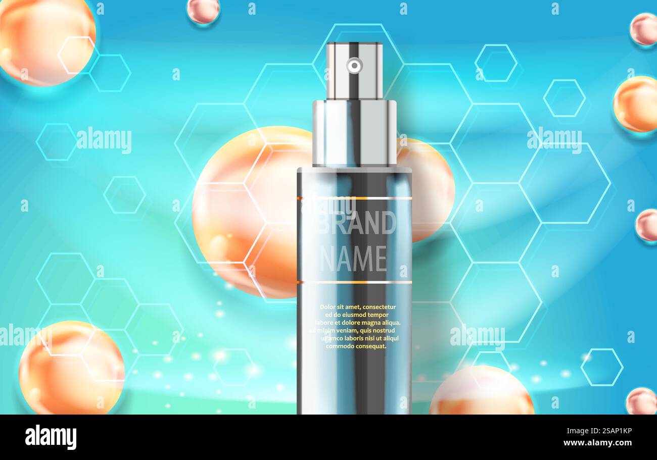 Tubo cosmetico idratante. Modelli premium per annunci pubblicitari, flacone semitrasparente realistico. Illustrazione Vettoriale