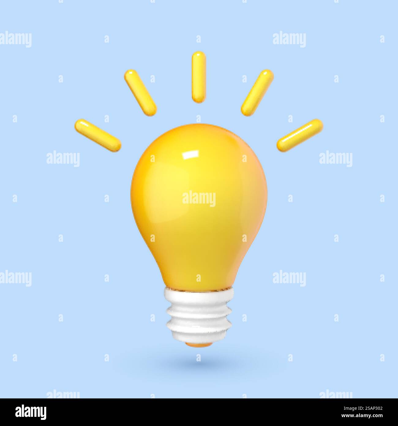 Icona della lampadina gialla in stile cartoni animati 3D. Concetto di idea, soluzione, business, strategia. Icona idee di pensiero. Soluzione e idea di business. Illustrazione vettoriale 3D. Illustrazione Vettoriale