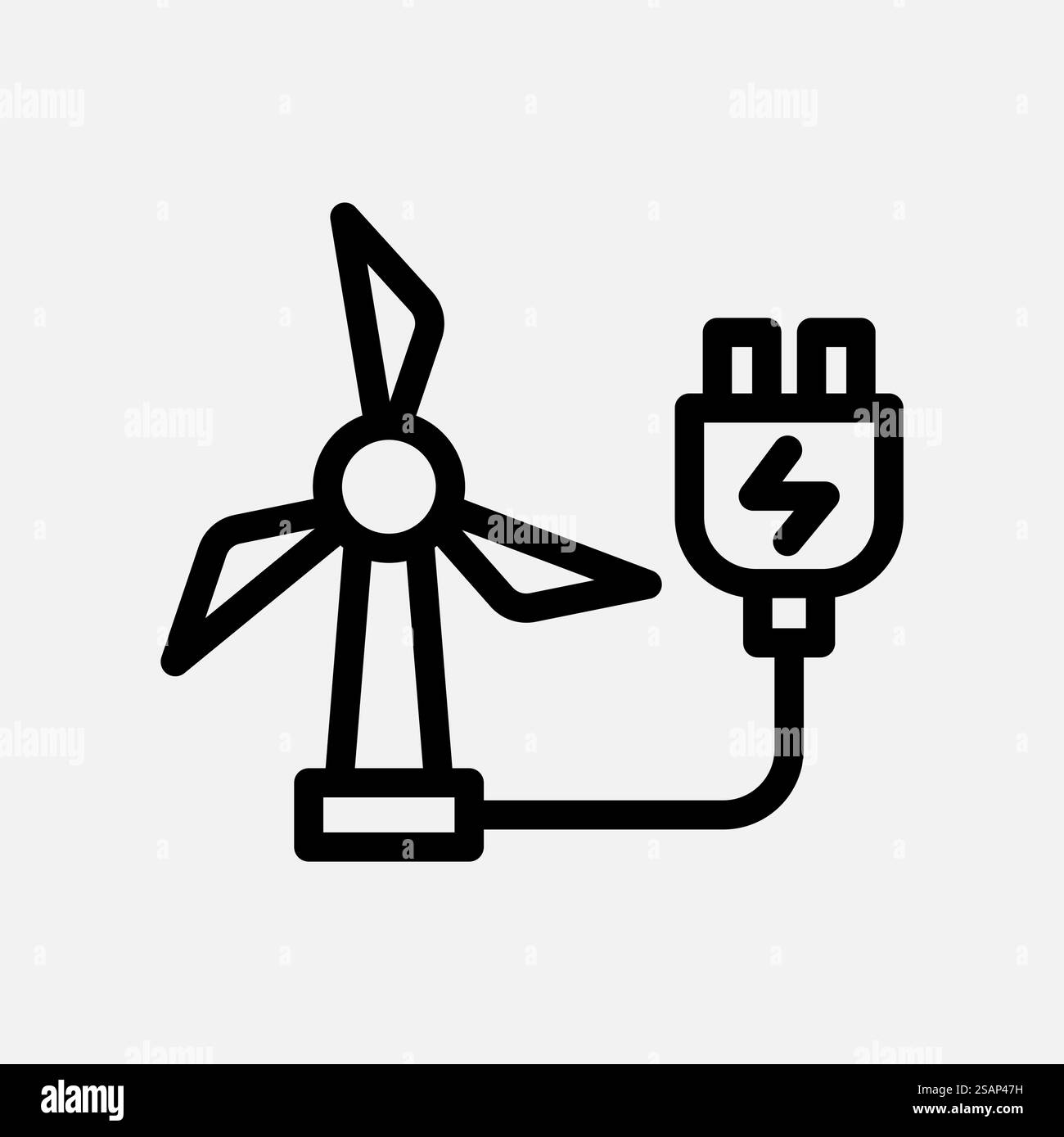 linea icona di ricarica dei mulini a vento, energia libera, ecologia, energia rinnovabile e concetto di energia verde. Icona lineare e lineart. Illustrazione Vettoriale