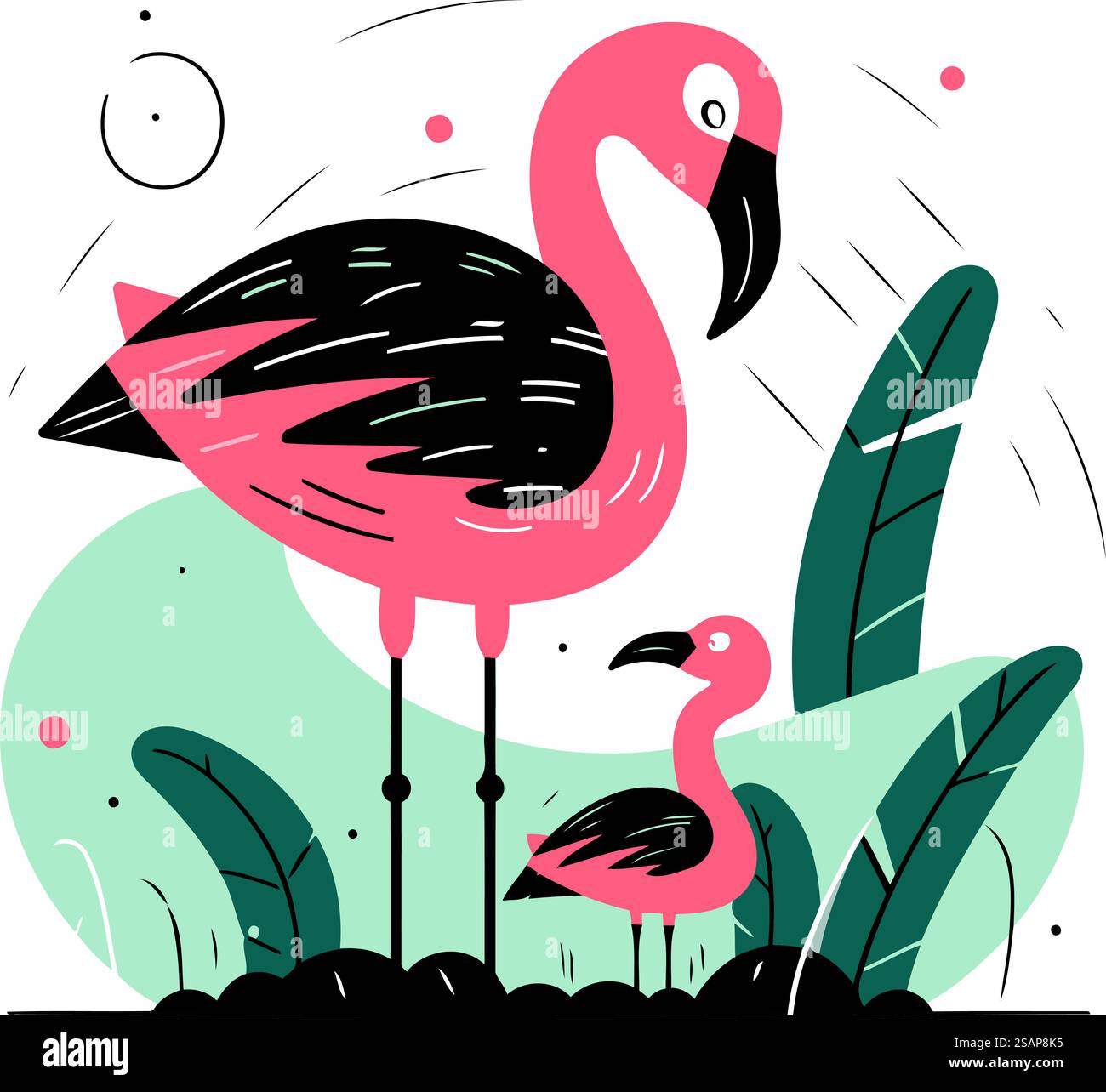 Illustrazione vettoriale Flamingo in stile piatto. Uccello esotico. Illustrazione Vettoriale