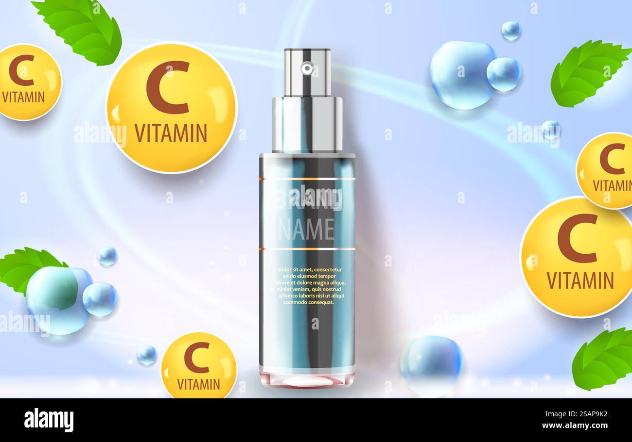 Tubo cosmetico idratante. Modelli premium per annunci pubblicitari, flacone semitrasparente realistico. Illustrazione Vettoriale