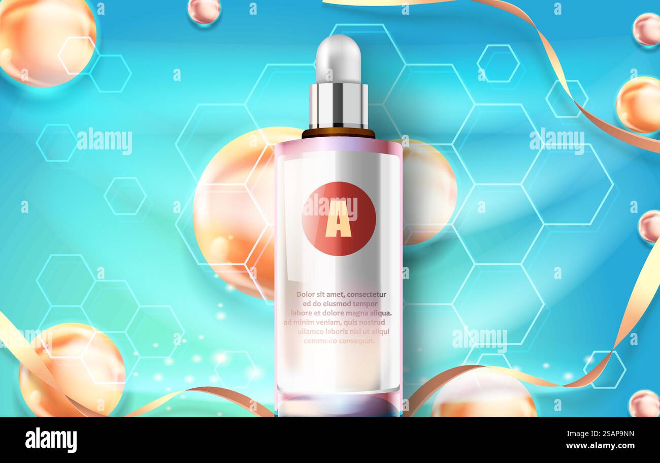 Tubo cosmetico idratante. Modelli premium per annunci pubblicitari, flacone semitrasparente realistico. Illustrazione Vettoriale